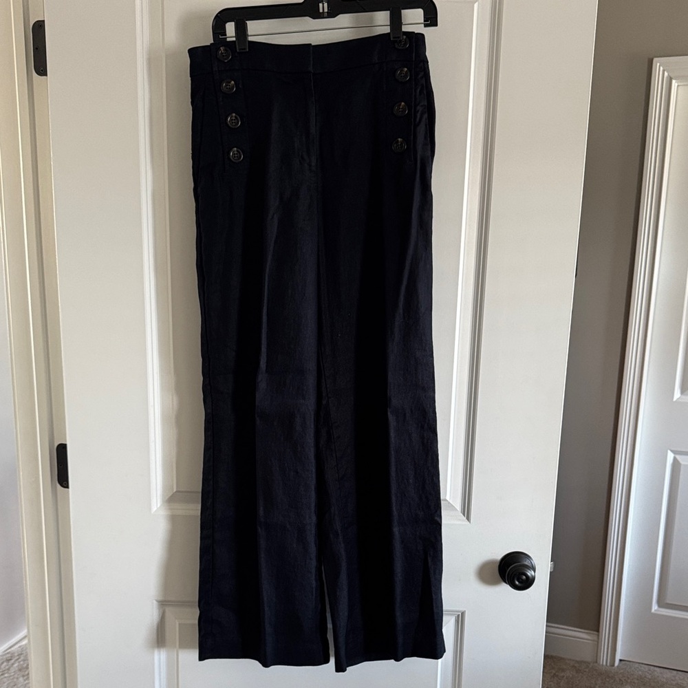 Ann Taylor Dark Wide-Leg Jeans with Button Accents